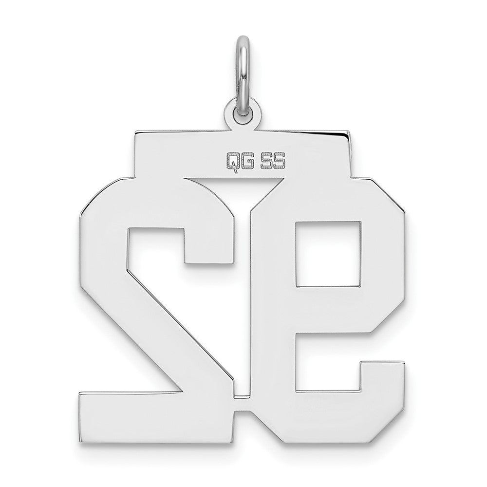 Alternate view of the Sterling Silver, Jersey Collection, Large Number 92 Pendant by The Black Bow Jewelry Co.