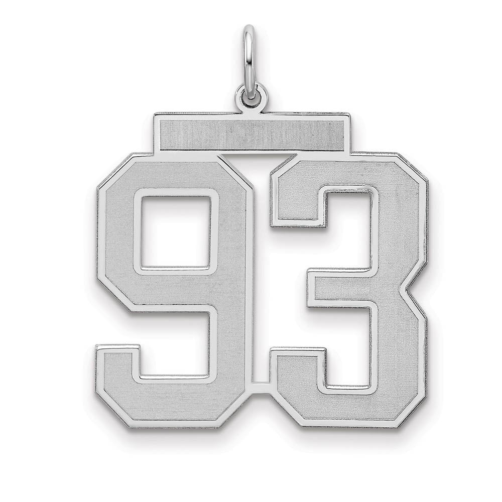 Sterling Silver, Jersey Collection, Large Number 93 Pendant, Item P28014-93 by The Black Bow Jewelry Co.