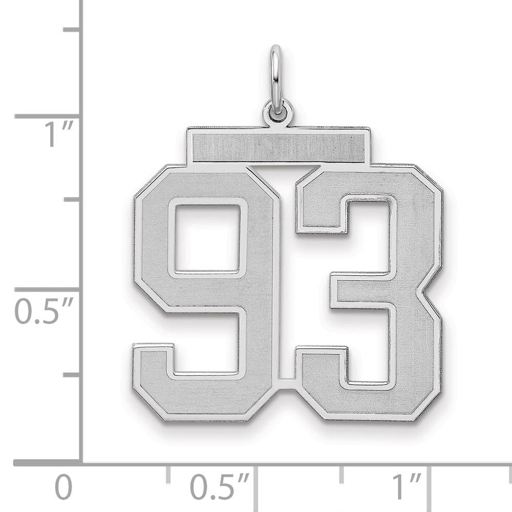 Alternate view of the Sterling Silver, Jersey Collection, Large Number 93 Pendant by The Black Bow Jewelry Co.