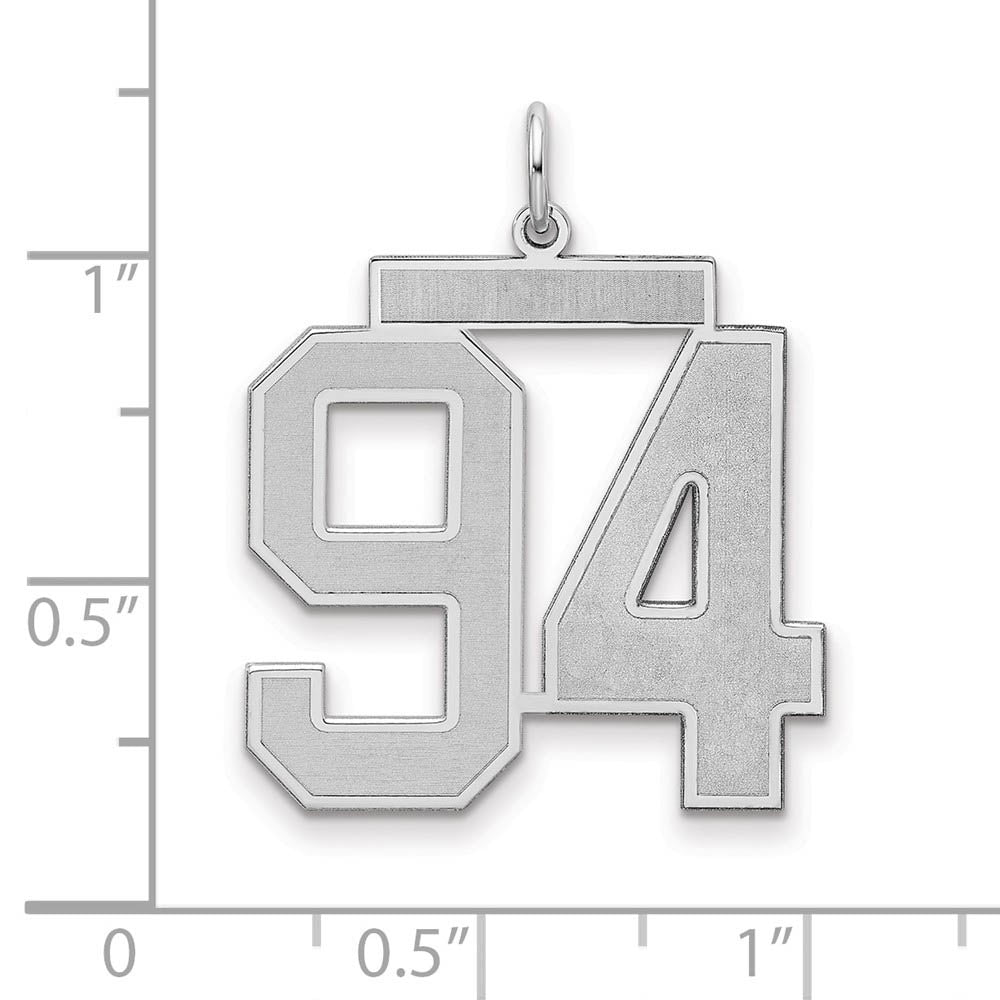 Alternate view of the Sterling Silver, Jersey Collection, Large Number 94 Pendant by The Black Bow Jewelry Co.