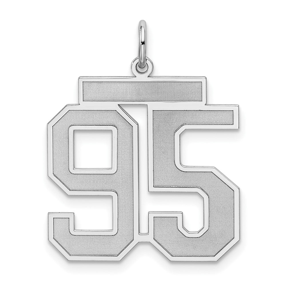 Sterling Silver, Jersey Collection, Large Number 95 Pendant, Item P28014-95 by The Black Bow Jewelry Co.