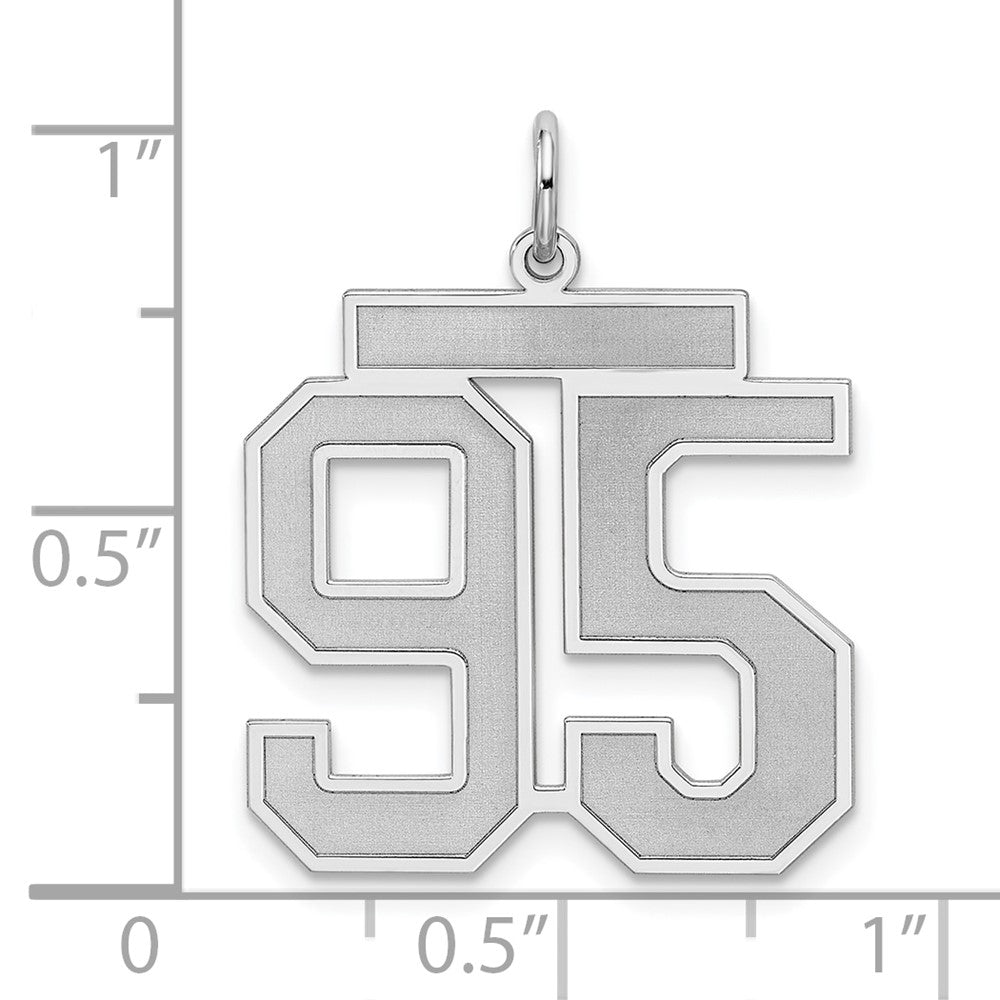 Alternate view of the Sterling Silver, Jersey Collection, Large Number 95 Pendant by The Black Bow Jewelry Co.