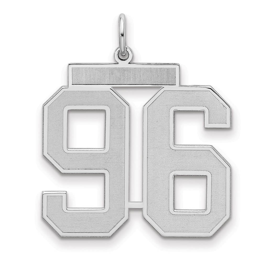 Sterling Silver, Jersey Collection, Large Number 96 Pendant, Item P28014-96 by The Black Bow Jewelry Co.