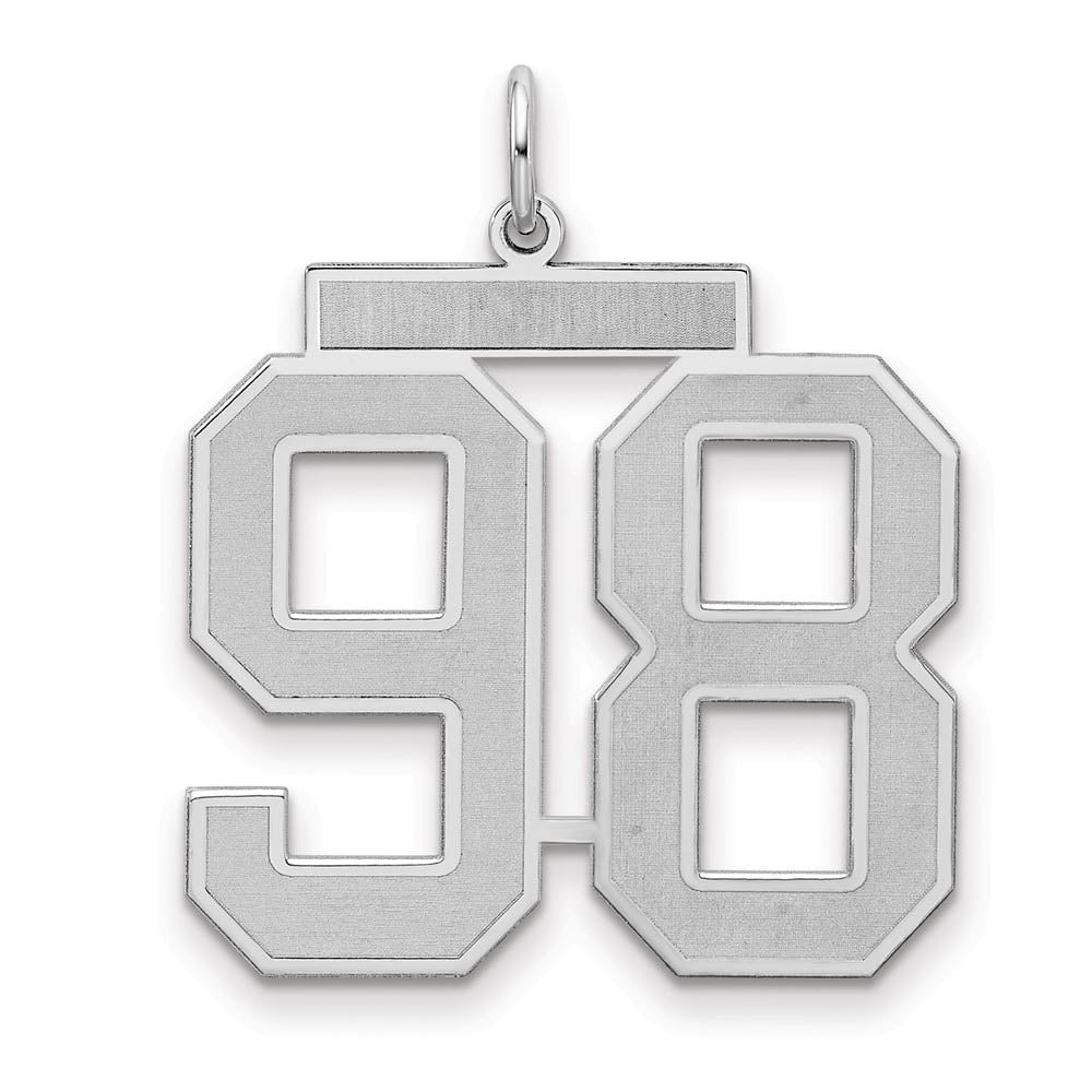 Sterling Silver, Jersey Collection, Large Number 98 Pendant, Item P28014-98 by The Black Bow Jewelry Co.