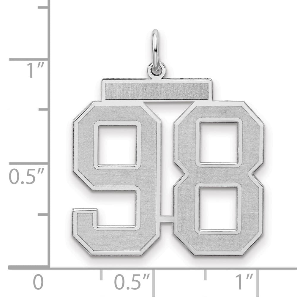Alternate view of the Sterling Silver, Jersey Collection, Large Number 98 Pendant by The Black Bow Jewelry Co.