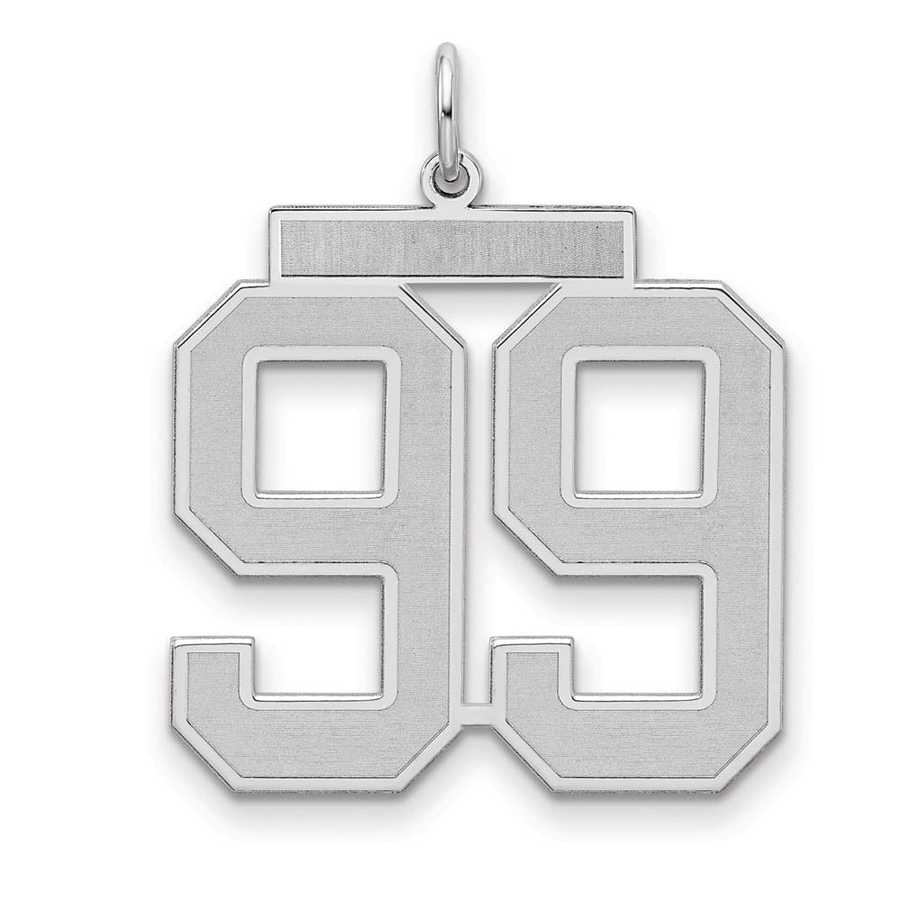 Sterling Silver, Jersey Collection, Large Number 99 Pendant, Item P28014-99 by The Black Bow Jewelry Co.