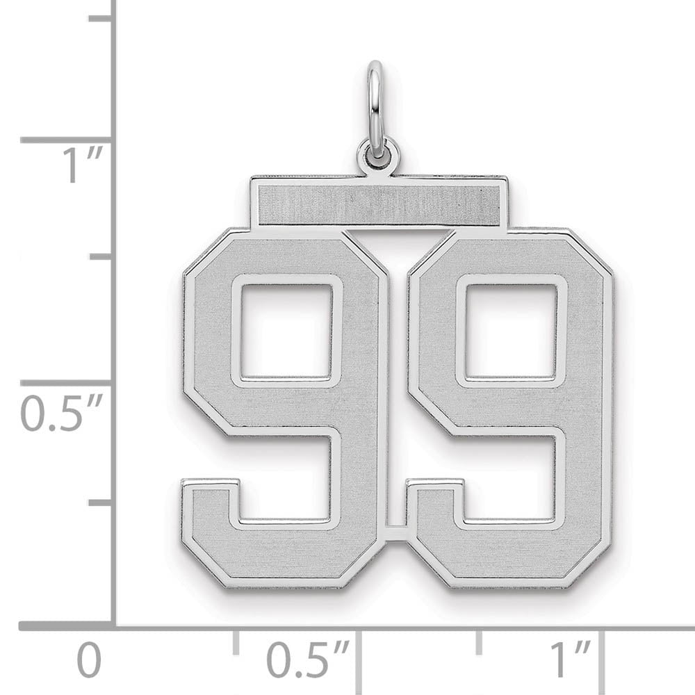 Alternate view of the Sterling Silver, Jersey Collection, Large Number 99 Pendant by The Black Bow Jewelry Co.