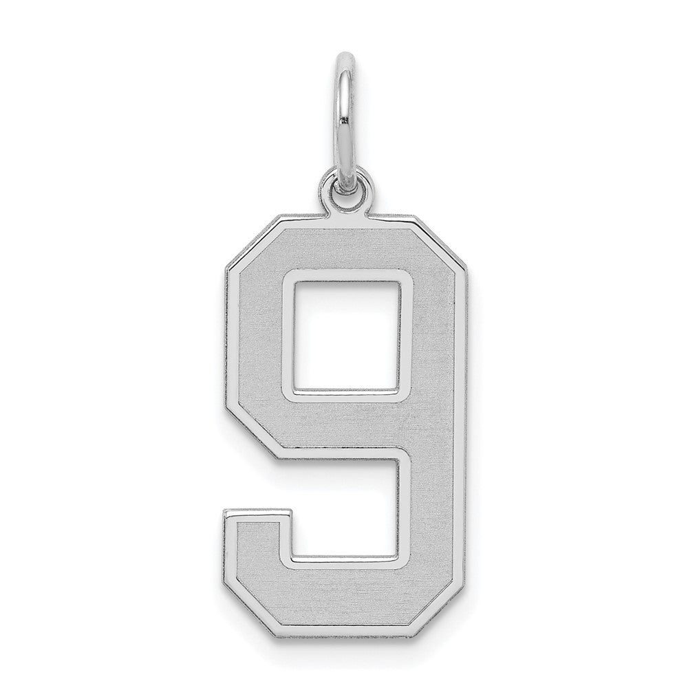 Sterling Silver, Jersey Collection, Large Number 9 Pendant, Item P28014-9 by The Black Bow Jewelry Co.