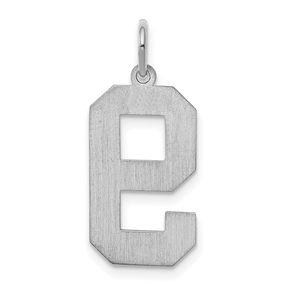 Alternate view of the Sterling Silver, Jersey Collection, Large Number 9 Pendant by The Black Bow Jewelry Co.