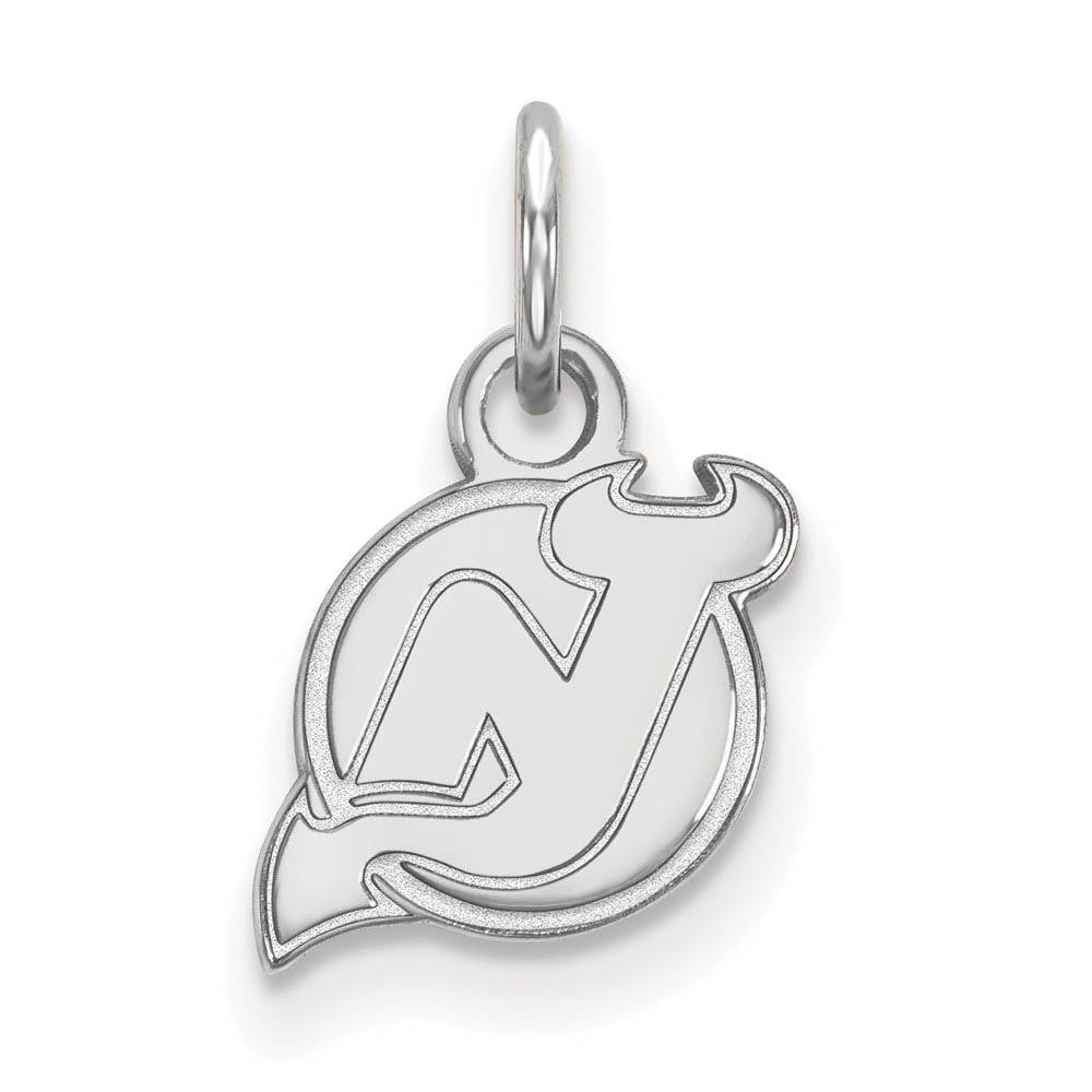 10k White Gold NHL New Jersey Devils XS (Tiny) Charm or Pendant, Item P29581 by The Black Bow Jewelry Co.