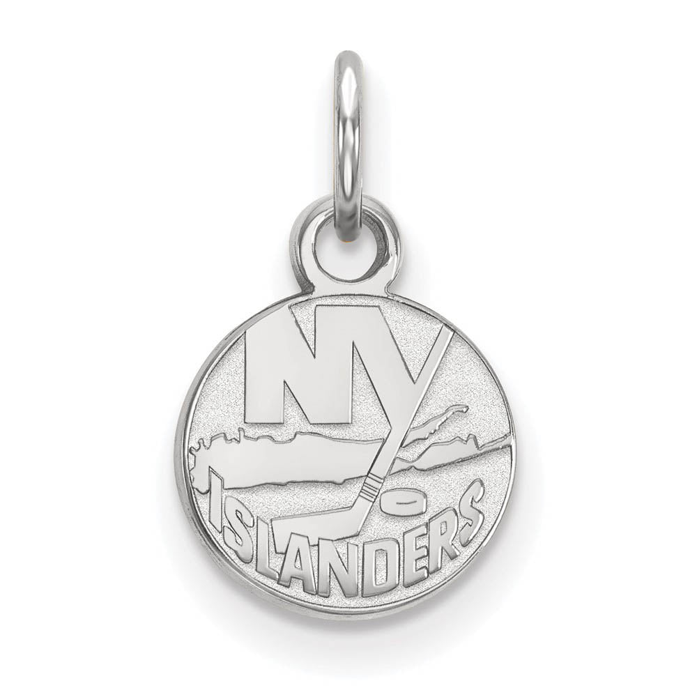 10k White Gold NHL New York Islanders XS (Tiny) Disc Charm or Pendant, Item P29584 by The Black Bow Jewelry Co.