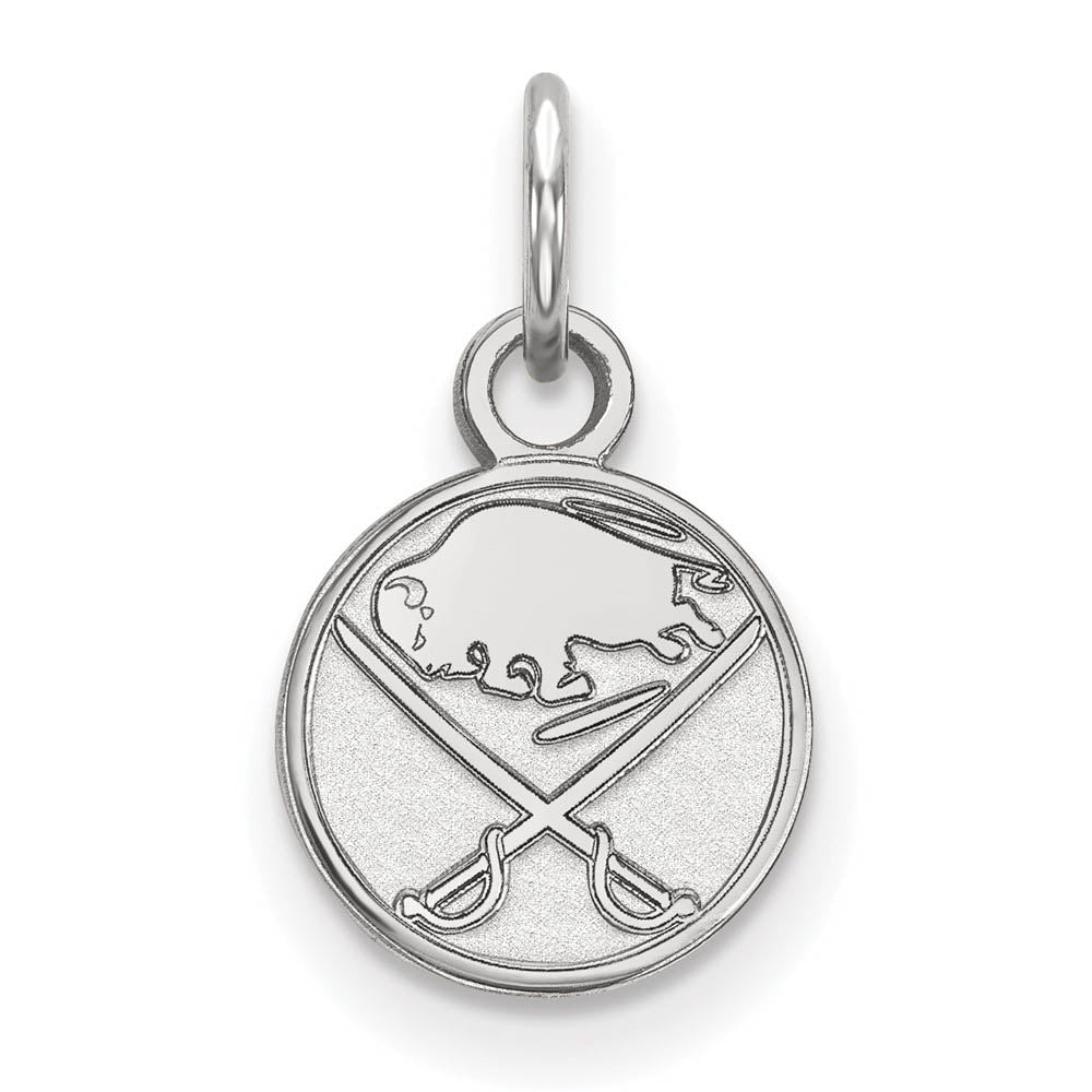 10k White Gold NHL Buffalo Sabres XS (Tiny) Disc Charm or Pendant, Item P29593 by The Black Bow Jewelry Co.