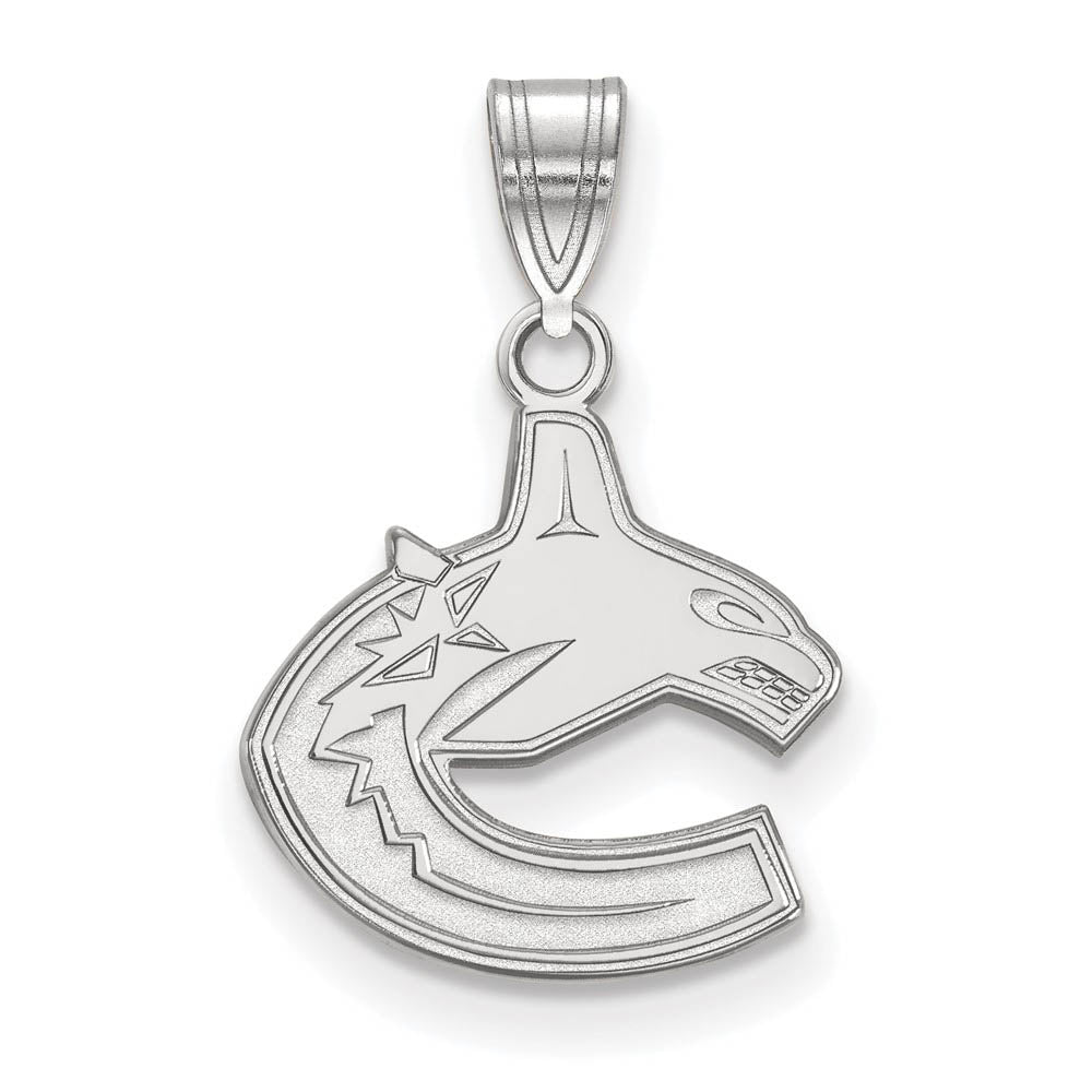 10k White Gold NHL Vancouver Canucks Small Pendant, Item P29600 by The Black Bow Jewelry Co.