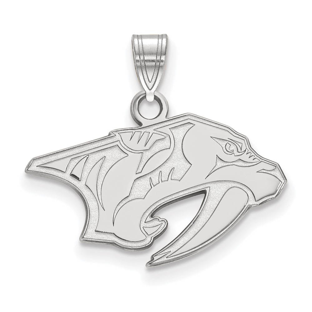 10k White Gold NHL Nashville Predators Small Pendant, Item P29603 by The Black Bow Jewelry Co.