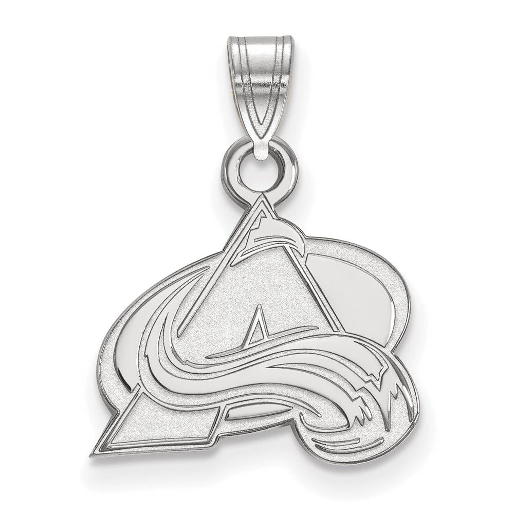 10k White Gold NHL Colorado Avalanche Small Pendant, Item P29606 by The Black Bow Jewelry Co.