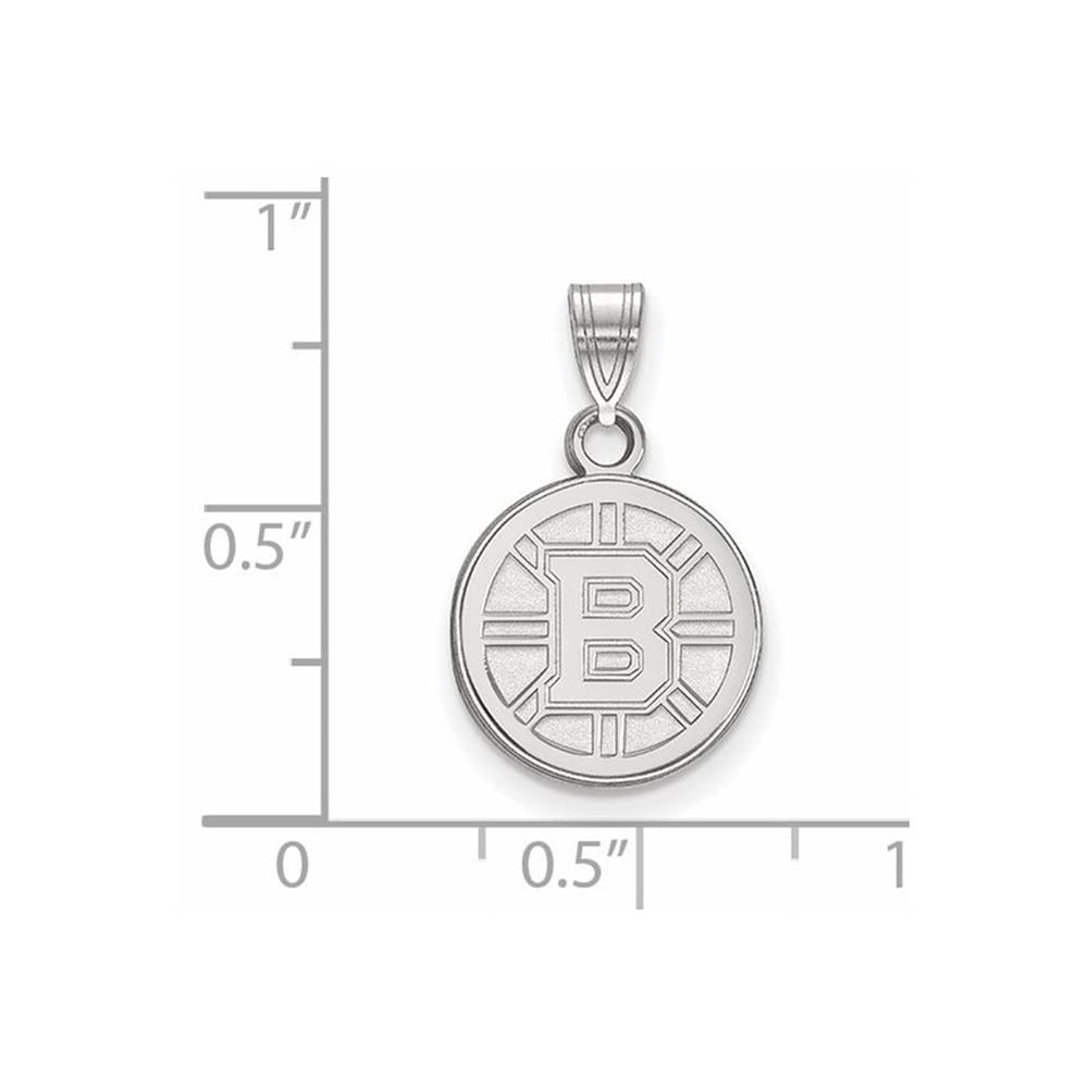 Alternate view of the 10k White Gold NHL Boston Bruins Small Disc Pendant by The Black Bow Jewelry Co.