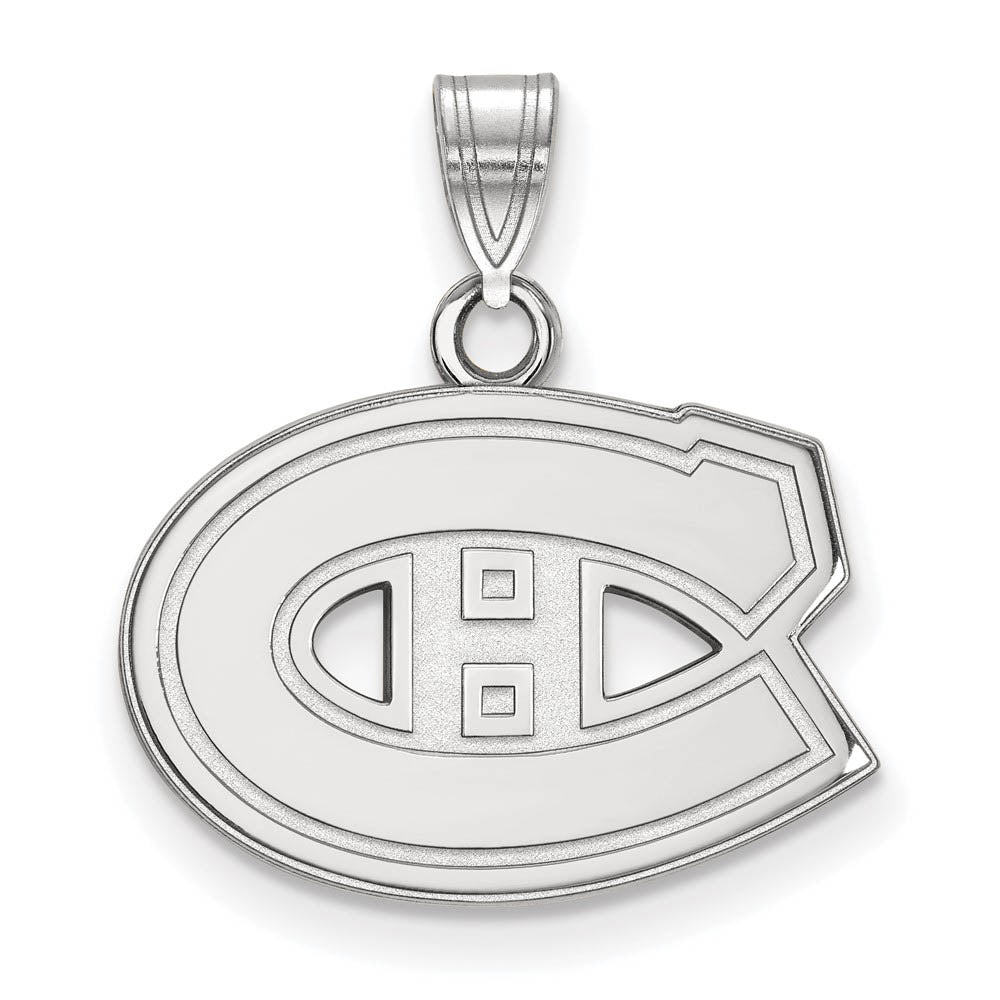 10k White Gold NHL Montreal Canadiens Small Pendant, Item P29610 by The Black Bow Jewelry Co.