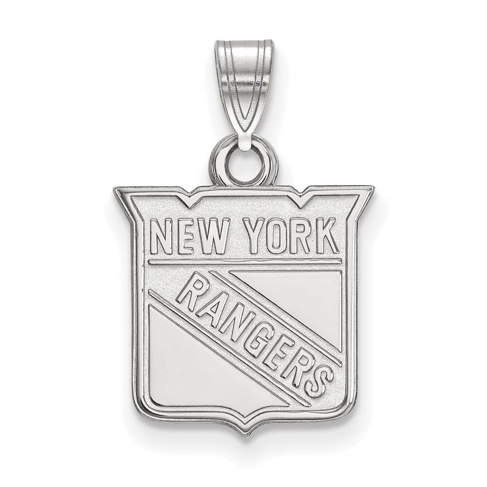 10k White Gold NHL New York Rangers Small Pendant, Item P29622 by The Black Bow Jewelry Co.