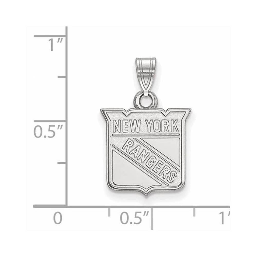 Alternate view of the 10k White Gold NHL New York Rangers Small Pendant by The Black Bow Jewelry Co.