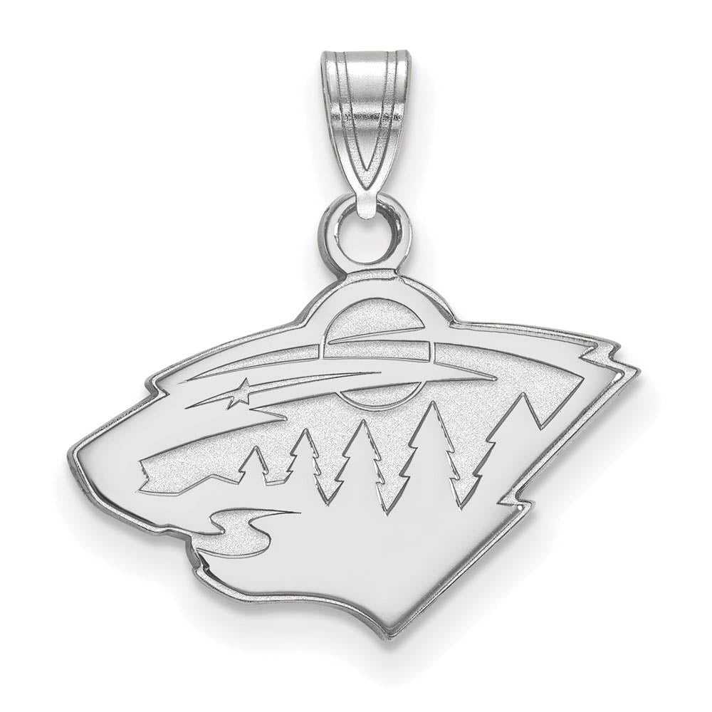 10k White Gold NHL Minnesota Wild Small Pendant, Item P29627 by The Black Bow Jewelry Co.