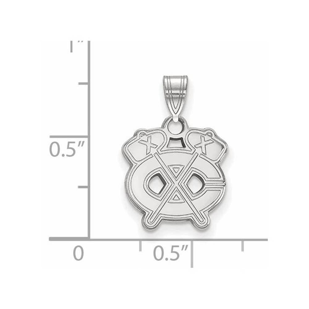 Alternate view of the 10k White Gold NHL Chicago Blackhawks Small Pendant by The Black Bow Jewelry Co.