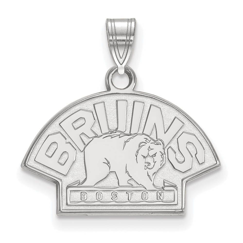 10k White Gold NHL Boston Bruins Small Pendant, Item P29629 by The Black Bow Jewelry Co.