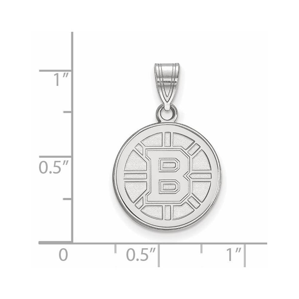 Alternate view of the 10k White Gold NHL Boston Bruins Medium Disc Pendant by The Black Bow Jewelry Co.