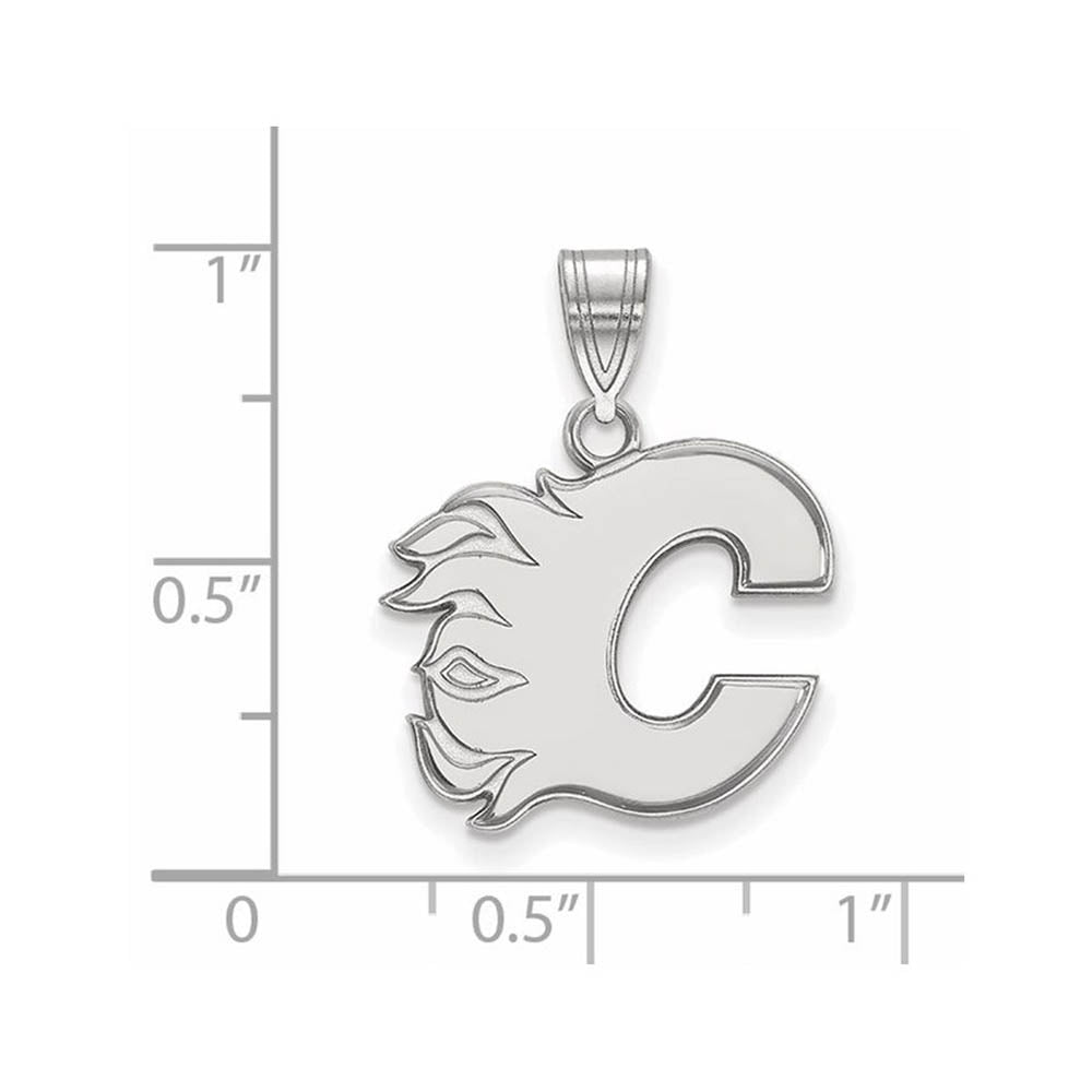 Alternate view of the 10k White Gold NHL Calgary Flames Medium Pendant by The Black Bow Jewelry Co.