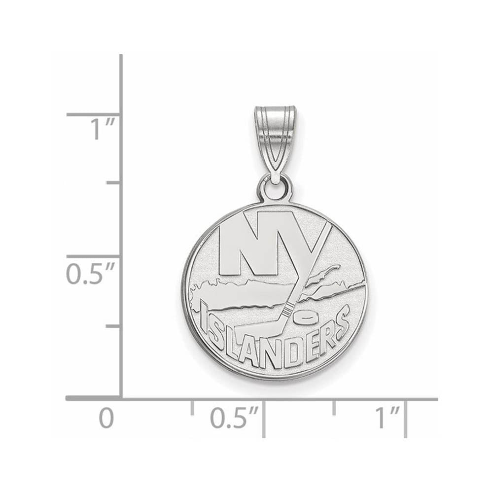Alternate view of the 10k White Gold NHL New York Islanders Medium Disc Pendant by The Black Bow Jewelry Co.