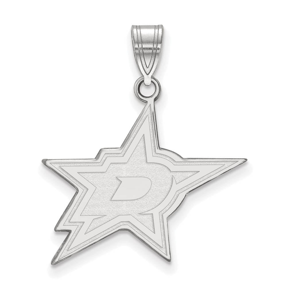 10k White Gold NHL Dallas Stars Large Pendant, Item P29653 by The Black Bow Jewelry Co.