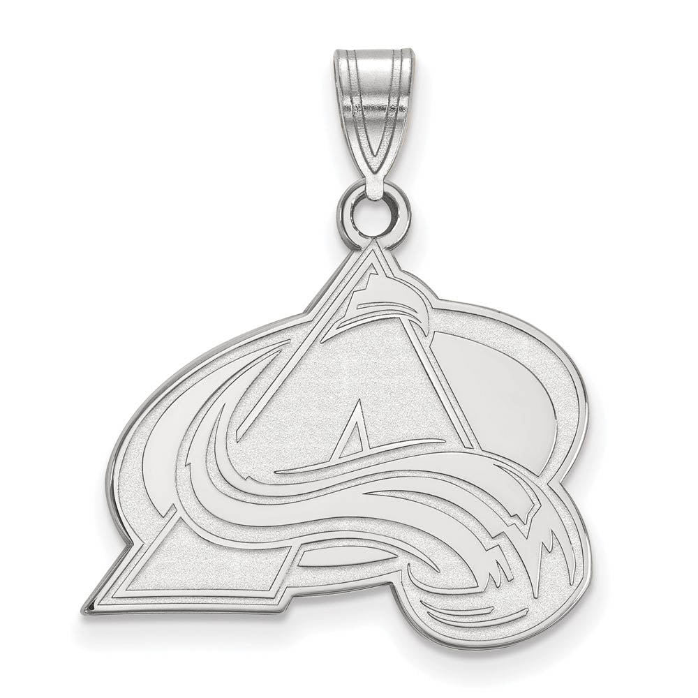 10k White Gold NHL Colorado Avalanche Large Pendant, Item P29654 by The Black Bow Jewelry Co.