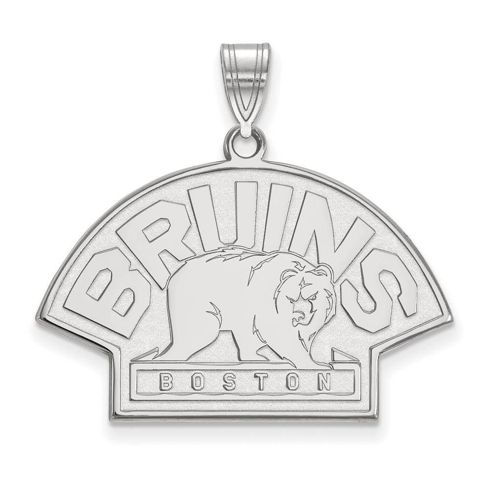 10k White Gold NHL Boston Bruins Large Pendant, Item P29670 by The Black Bow Jewelry Co.