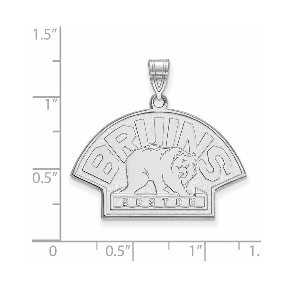 Alternate view of the 10k White Gold NHL Boston Bruins Large Pendant by The Black Bow Jewelry Co.