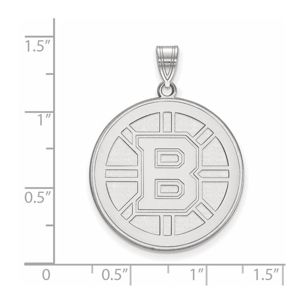 Alternate view of the 10k White Gold NHL Boston Bruins XL Disc Pendant by The Black Bow Jewelry Co.
