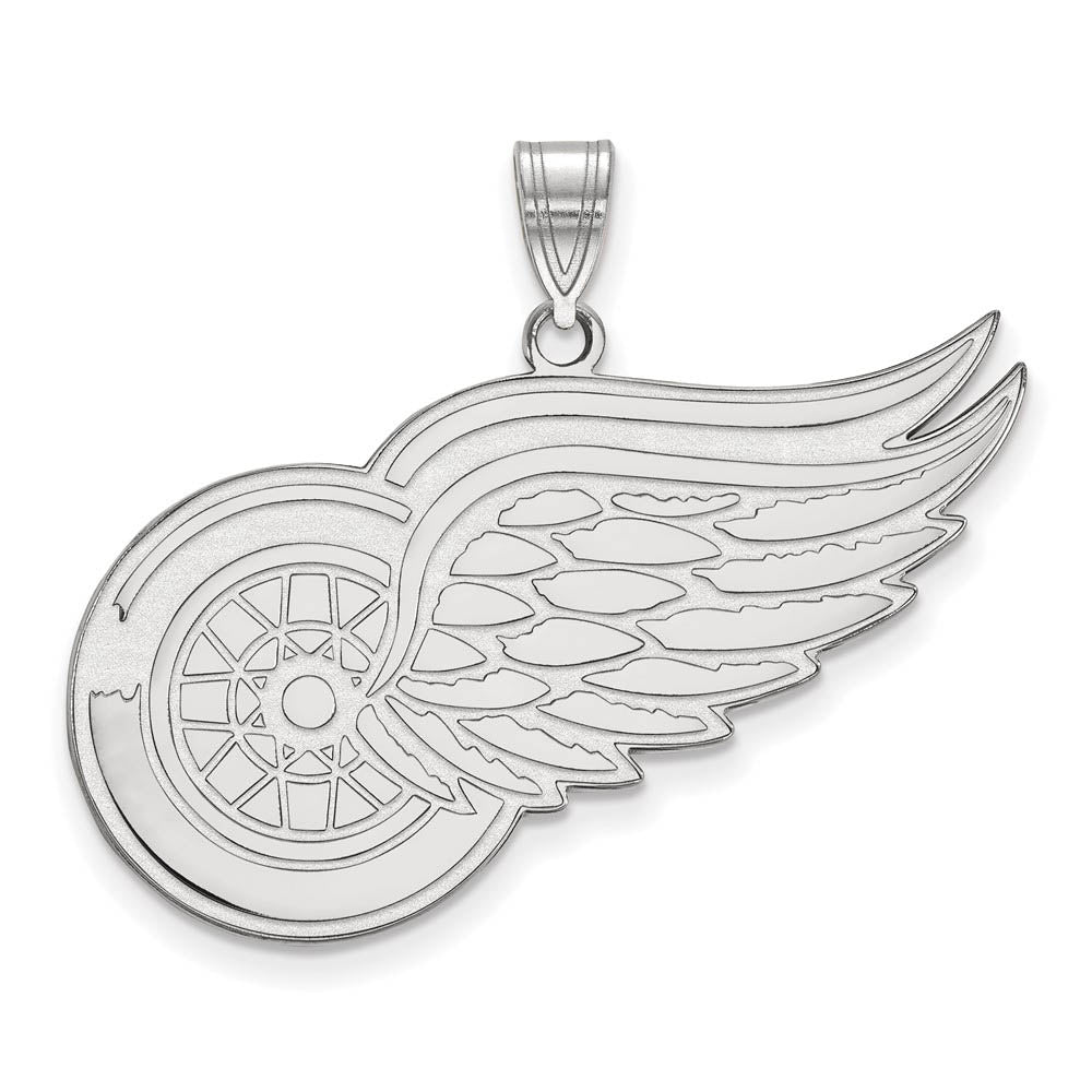 10k White Gold NHL Detroit Red Wings XL Pendant, Item P29673 by The Black Bow Jewelry Co.