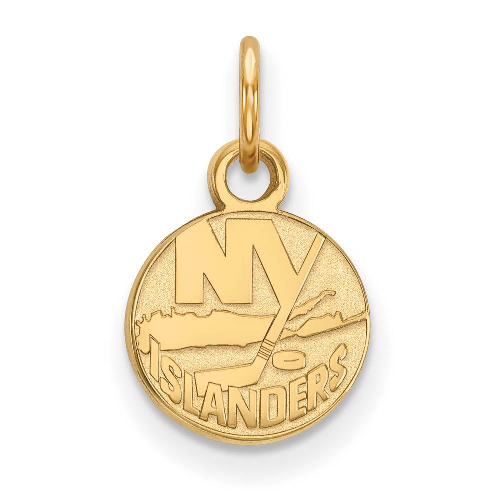 10k Yellow Gold NHL New York Islanders XS (Tiny) Disc Charm or Pendant, Item P29698 by The Black Bow Jewelry Co.