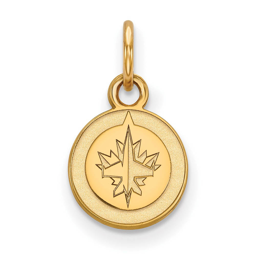 10k Yellow Gold NHL Winnipeg Jets XS (Tiny) Disc Charm or Pendant, Item P29699 by The Black Bow Jewelry Co.