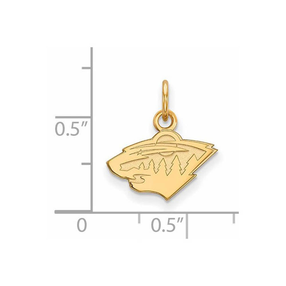 Alternate view of the 10k Yellow Gold NHL Minnesota Wild XS (Tiny) Charm or Pendant by The Black Bow Jewelry Co.