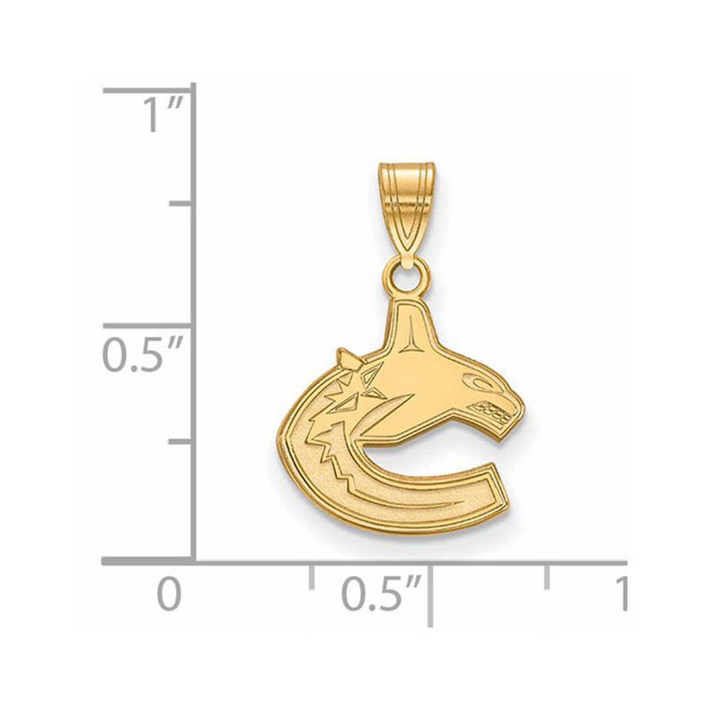 Alternate view of the 10k Yellow Gold NHL Vancouver Canucks Small Pendant by The Black Bow Jewelry Co.