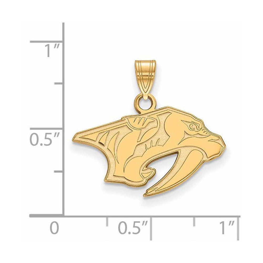 Alternate view of the 10k Yellow Gold NHL Nashville Predators Small Pendant by The Black Bow Jewelry Co.