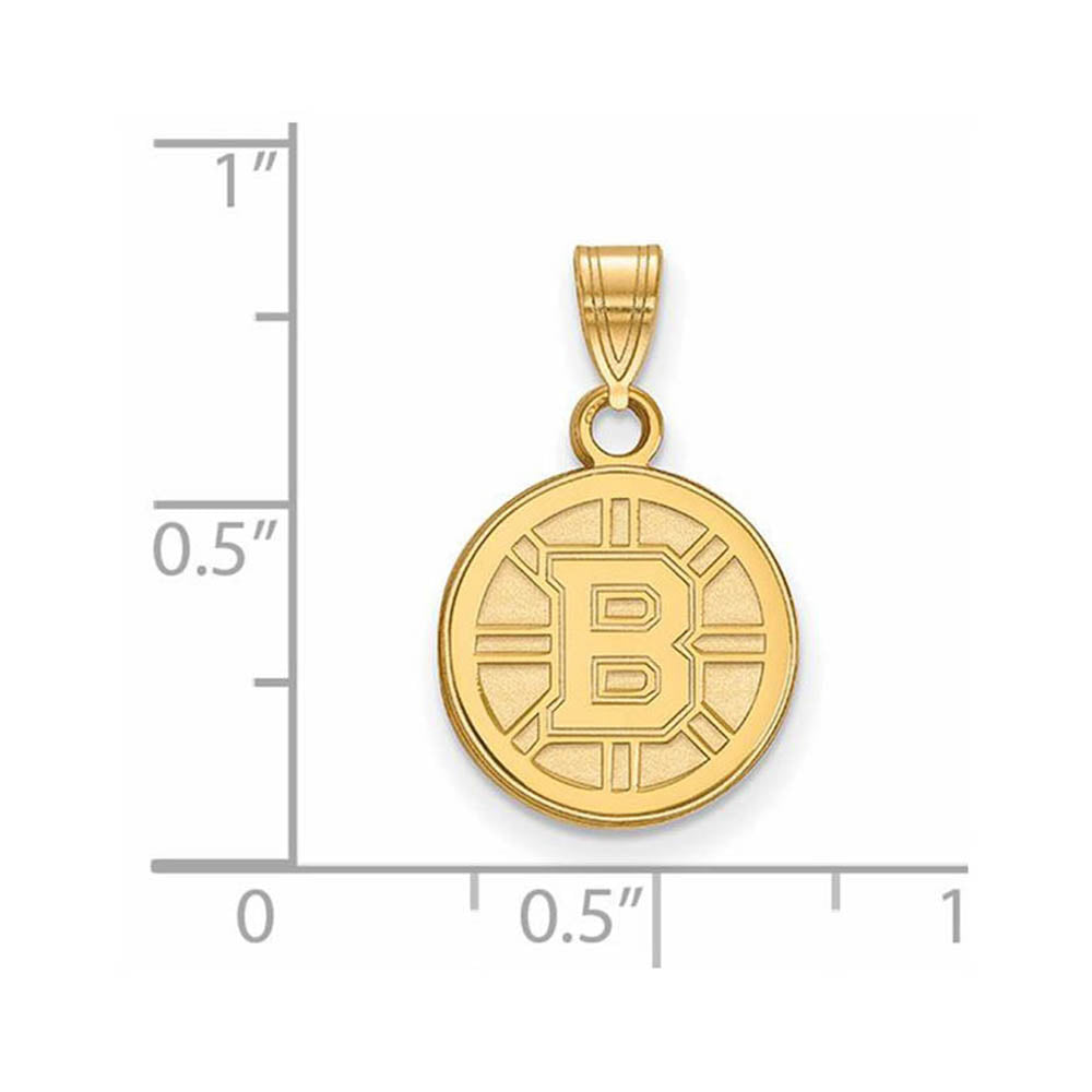 Alternate view of the 10k Yellow Gold NHL Boston Bruins Small Disc Pendant by The Black Bow Jewelry Co.
