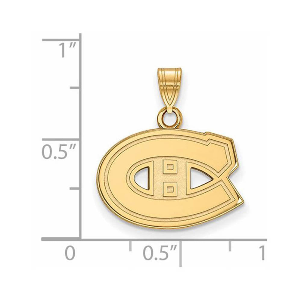 Alternate view of the 10k Yellow Gold NHL Montreal Canadiens Small Pendant by The Black Bow Jewelry Co.