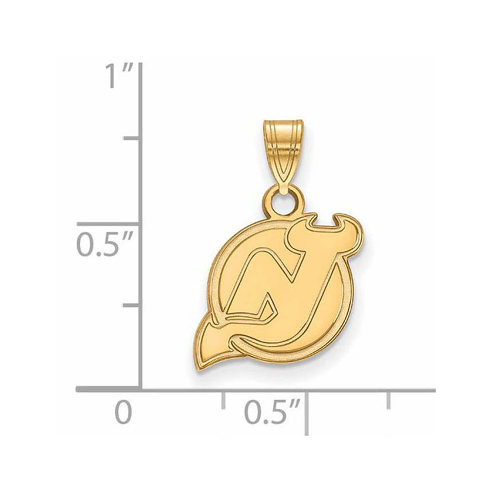 Alternate view of the 10k Yellow Gold NHL New Jersey Devils Small Pendant by The Black Bow Jewelry Co.