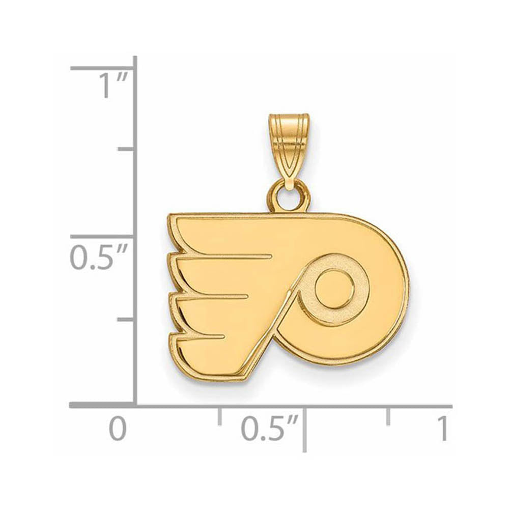 Alternate view of the 10k Yellow Gold NHL Philadelphia Flyers Small Pendant by The Black Bow Jewelry Co.