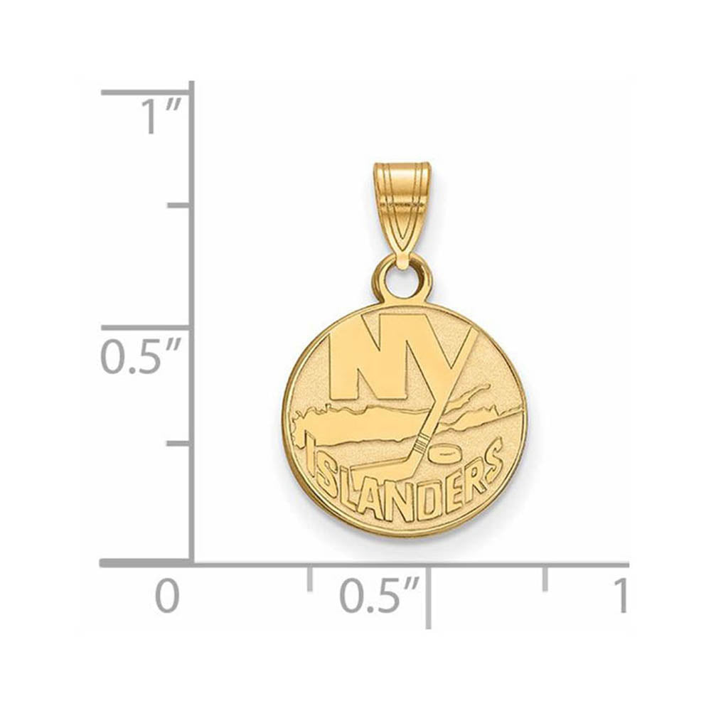 Alternate view of the 10k Yellow Gold NHL New York Islanders Small Disc Pendant by The Black Bow Jewelry Co.