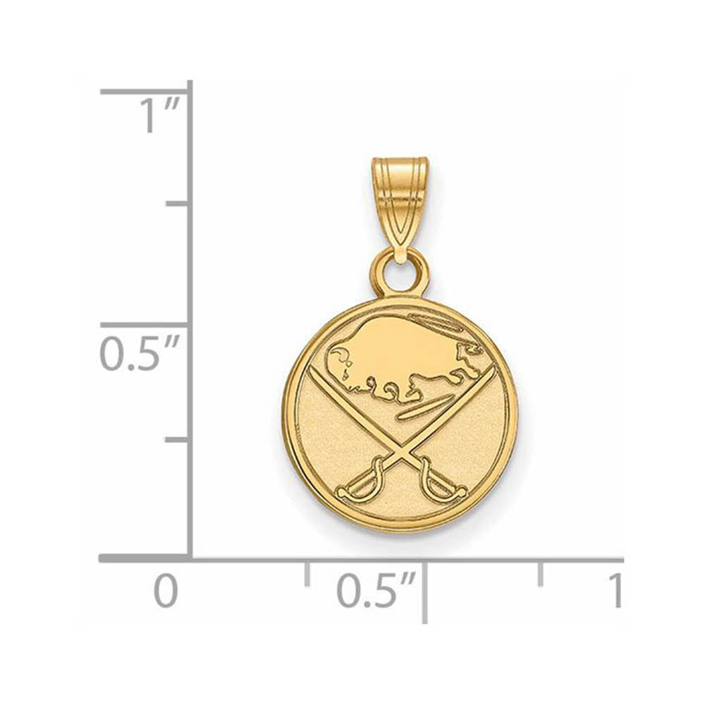 Alternate view of the 10k Yellow Gold NHL Buffalo Sabres Small Disc Pendant by The Black Bow Jewelry Co.