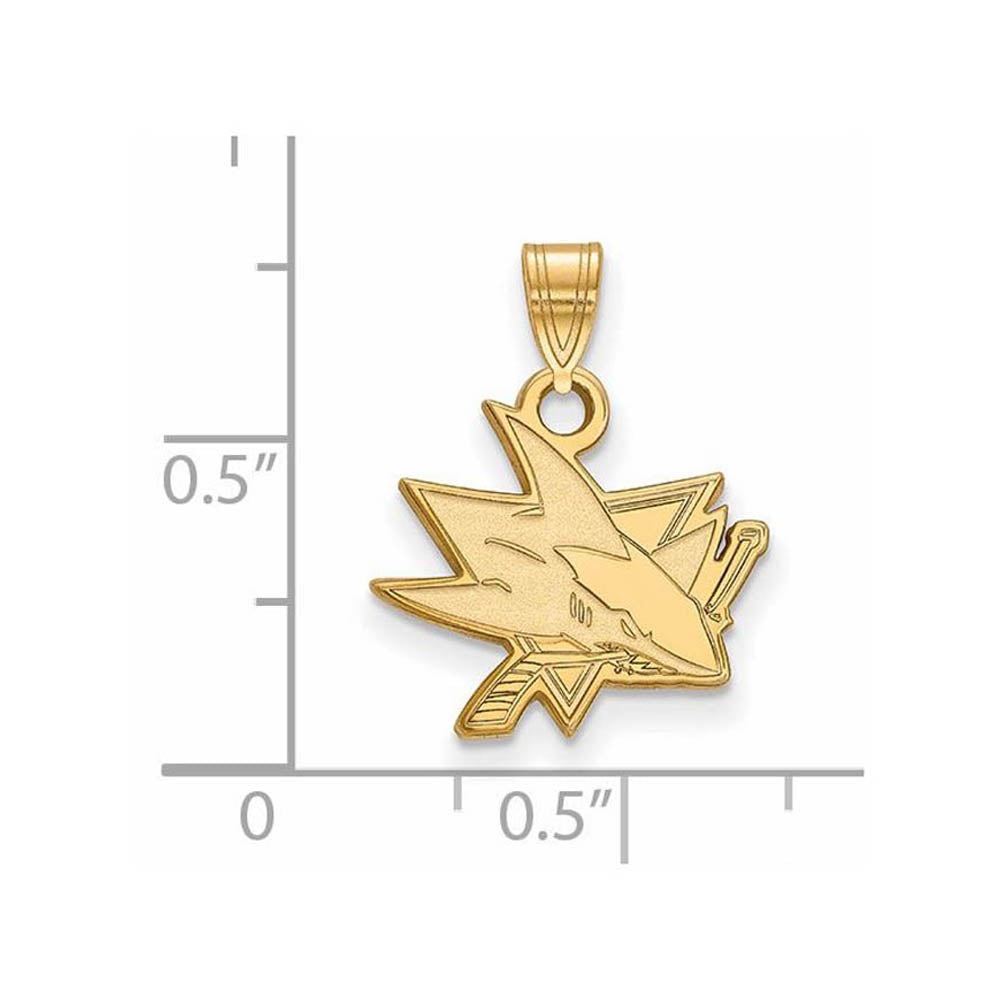 Alternate view of the 10k Yellow Gold NHL San Jose Sharks Small Pendant by The Black Bow Jewelry Co.