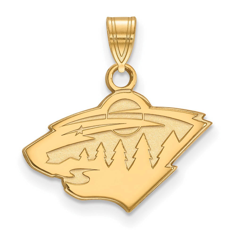 10k Yellow Gold NHL Minnesota Wild Small Pendant, Item P29741 by The Black Bow Jewelry Co.