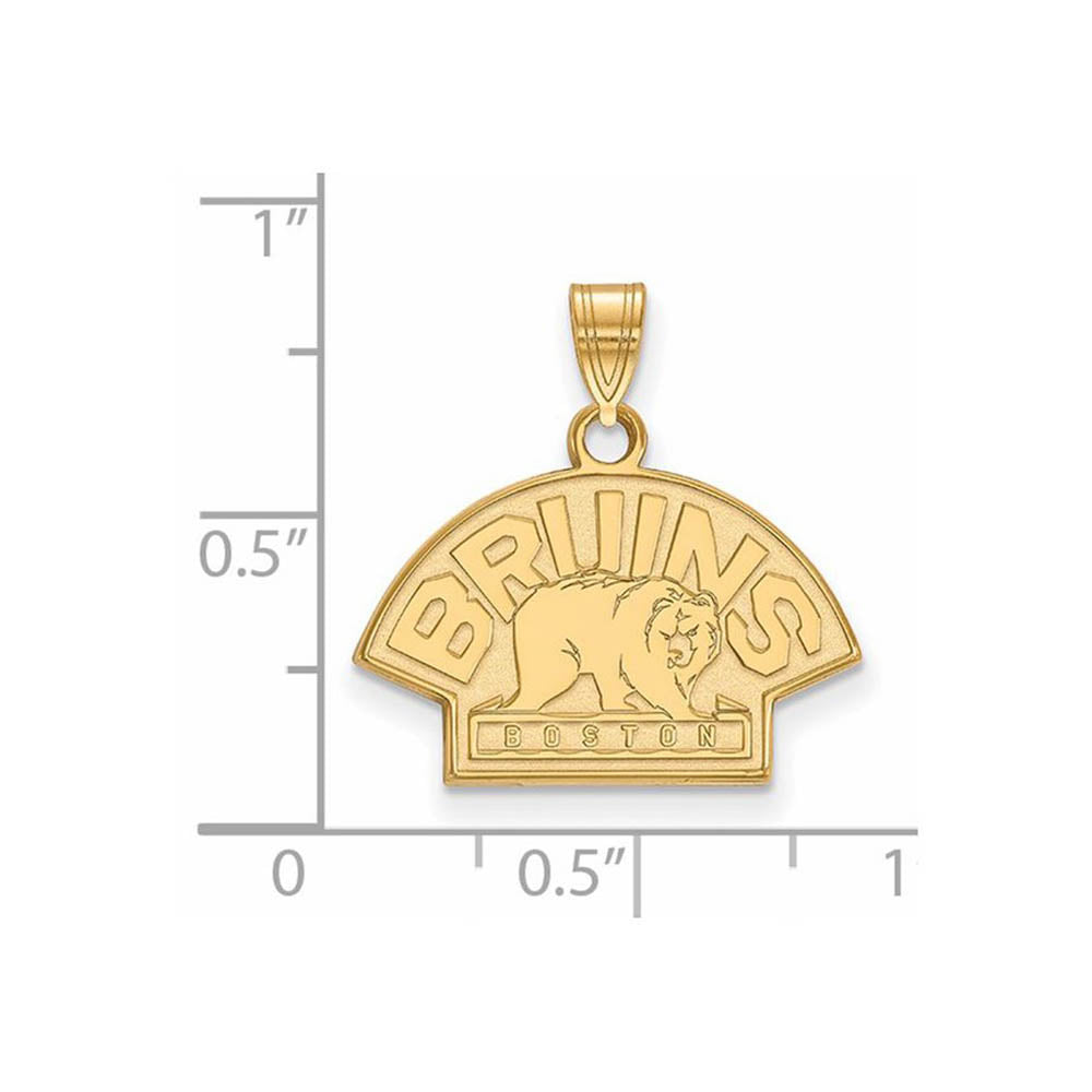 Alternate view of the 10k Yellow Gold NHL Boston Bruins Small Pendant by The Black Bow Jewelry Co.