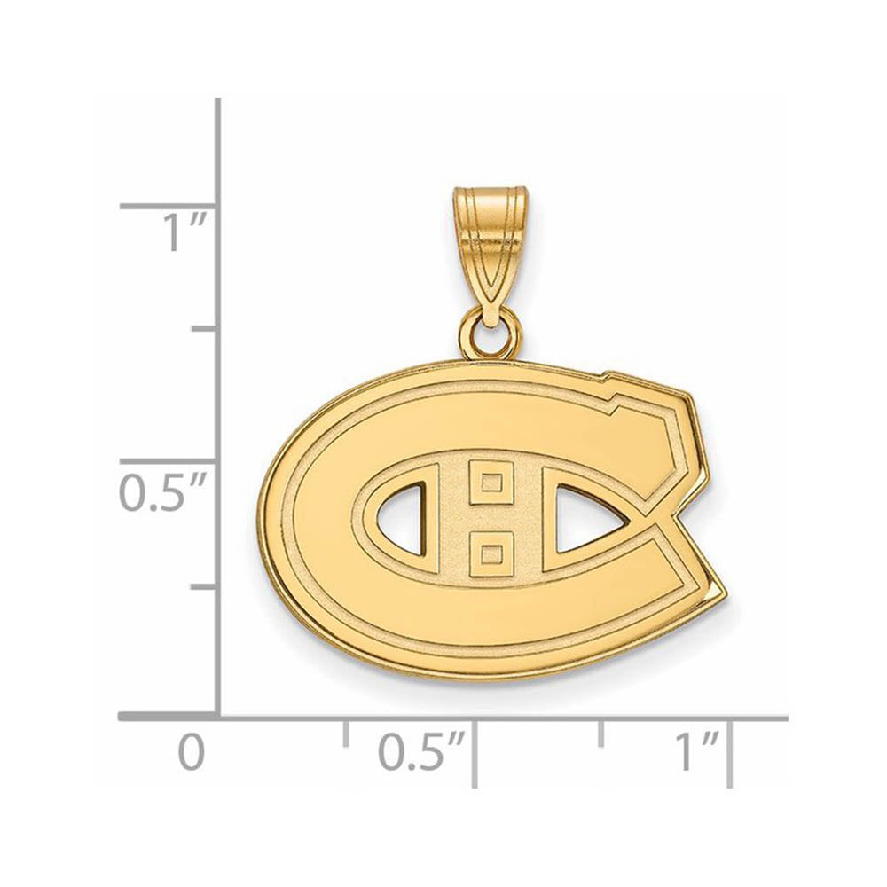 Alternate view of the 10k Yellow Gold NHL Montreal Canadiens Medium Pendant by The Black Bow Jewelry Co.
